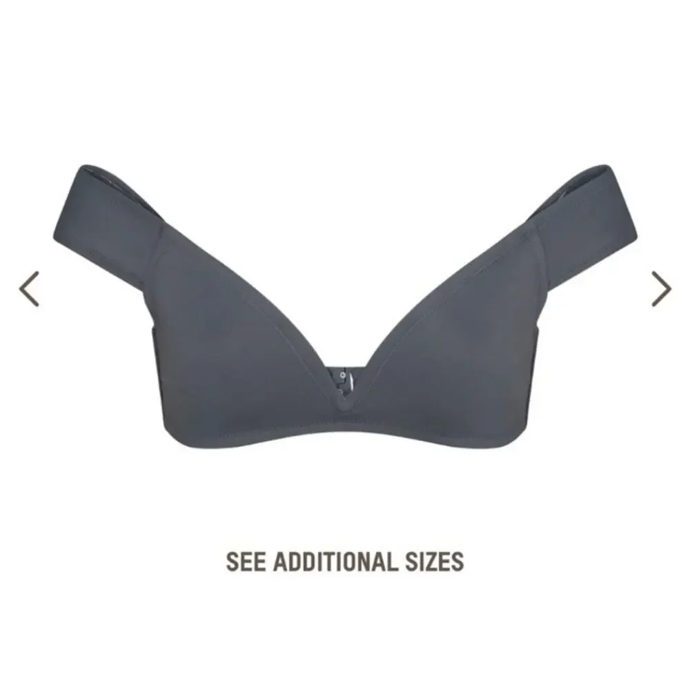 SKIMS Size 4X Sculpting Swim Off Shoulder Bikini Top Gunmetal Gray NWT